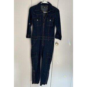 Top. 10. Womens Blue Denim Jumpsuit Coveralls 3/4 Sleeve Jumper Zipper Pockets